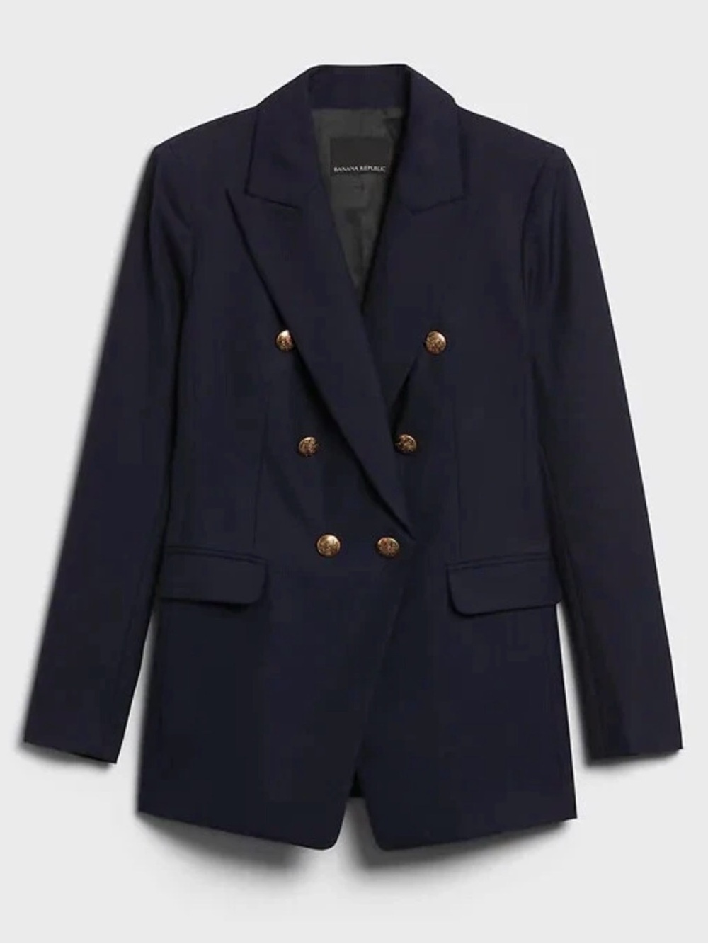 Banana Republic Navy Double-Breasted Gold-Button Blazer